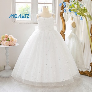 Abito in Raso con Ricamo Floreale <span class=keywords><strong>per</strong></span> Bambine, Colletto a Fiocco con Scollo Tondo, Abbigliamento Formale <span class=keywords><strong>per</strong></span> Feste e Matrimoni Estivi - Product Image 4