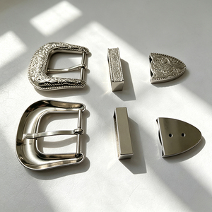 Juego de hebillas de cinturón de vaquero occidental con anilla y punta, talladas ornamentadas en plata envejecida, juego de 3 piezas de herrajes para cinturones de cuero personalizados - Product Image 4