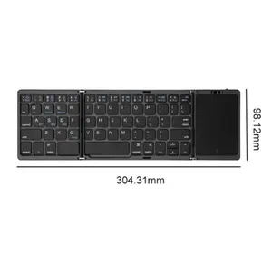 B089T портативная мини-клавиатура с тремя складными клавиатурами, 64 клавиши, Беспроводная складная сенсорная панель, клавиатура для IOS, Android, планшетный телефон
