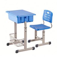 Ensemble bureau et chaise pour étudiants à hauteur réglable avec surface de travail en plastique pour l'école, la salle de classe et les études