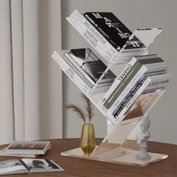 Étagère à livres en acrylique OEM, sur pied, transparente, pour la maison, le bureau, l'école, support pour magazines et brochures, taille personnalisée