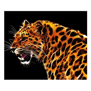 The Oil Painting The Diy The animal Making An Angry Expression Wall Art Decorative Painting On Canvas Home Decoration