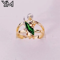Bague religieuse personnalisée YM plaquée or 18 carats avec Vierge Marie en CZ coloré pour femme