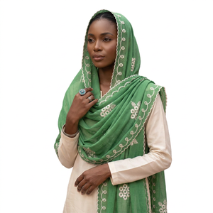 Écharpe en voile de coton pour femme, motif floral brodé de strass, légère, respirante et douce, vente en gros, OEM ODM personnalisé - Product Image 1