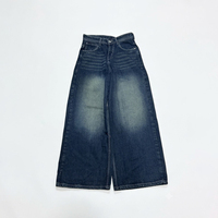 YAXI OEM Custom Premium Light Wash Baggy Wide Leg Jeans Logo Embroidered Denim Pants for Men