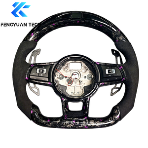 Volante Deportivo Personalizado con Calefacción, LED, Cuero y Alcántara, Fibra de Carbono Forjada para VW <span class=keywords><strong>Golf</strong></span> 7R/GTI/MK7/Golf7.5/<span class=keywords><strong>Sportsvan</strong></span>/Lamando/<span class=keywords><strong>R</strong></span>-<span class=keywords><strong>Line</strong></span> - Product Image 1