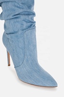 Bottines à lacets en denim pour femmes, talons aiguilles, bottes d'hiver pour femmes