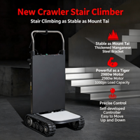 Nouvelle machine électrique automatique silencieuse pour monter les escaliers sur chenilles ; Pliable, portable, robuste, en acier au carbone, pour usage commercial, avec roues en caoutchouc massif