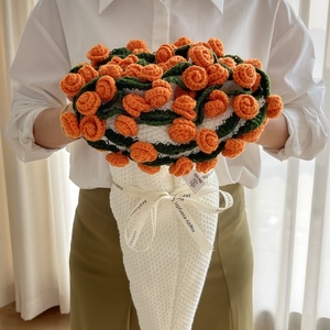 Manta de ramo de rosas tejida a mano lista para usar, para flores de lirio de los valles y margaritas de ganchillo, decoración del hogar y regalos festivos - Product Image 5