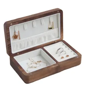 walnut wooden jewel case jewelry box necklace earring ear bud bracelet ring box engravable