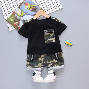 Ensemble décontracté d'été à manches courtes camouflage pour garçons. Tenue élégante pour garçon, style été, mode coréenne. - Product Image 2