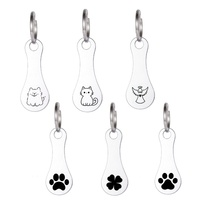 Porte-clés en acier inoxydable style américain, motif dessin animé chiot chaton, décoration suspendue, jeton de supermarché, cadeau promotionnel d'entreprise
