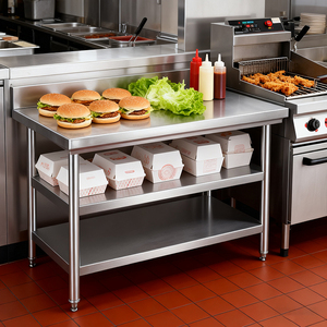 Tùy Chỉnh Nhà Máy Bán Buôn Thép Không Gỉ Thương Mại Nhà Bếp Bàn Làm Việc Thép Không Gỉ Bàn Làm Việc - Product Image 3