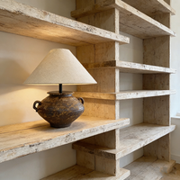 Lampe de bureau en poterie rustique marron tendance 2026 avec abat-jour en lin, style Wabi Sabi, lampe en céramique à double poignée pour hôtel et villa