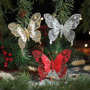Decoración para Árbol de Navidad, Adornos de Mariposas Artificiales con Purpurina Rosa, Colgante, Regalo de Navidad, Decoraciones Navideñas para Decoración de Año Nuevo - Product Image 3