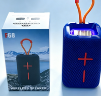 Haut-parleur sans fil portable mini F68 pour extérieur avec lumière LED RGB, subwoofer et fente pour carte TF