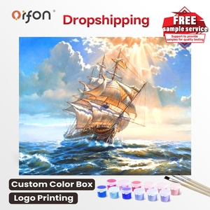 Orfon Dropshipping pour Peinture à l'Huile DIY Peinte à la Main par Numéros, Art Mural <span class=keywords><strong>Paysage</strong></span> en Verre et Cristal, Cadeau pour Adultes - Product Image 1