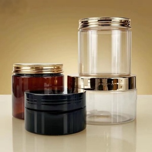 Luxury Black Cosmetic Face Cream PET Plastic Jar with Gold Lid 30ml 50ml 100ml 120ml Amber Silk Screen Printing Body <b>Scrub</b> Jar - Product Image 6