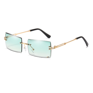 Lunettes de soleil de luxe de marque, style rétro, sans monture, en alliage, unisexe, pour femmes, avec logo métallique - Product Image 6