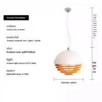 Lampe suspendue vintage Bauhaus orange coucher de soleil, design rétro Memphis, restaurant, chevet, bar, îlot, ambiance, tailles moyennes