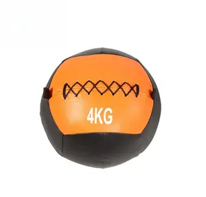 Bola olahraga medis Logo kustom 3-15kg bola tertimbang latihan dinding karet lunak dengan Logo kustom bola obat berat