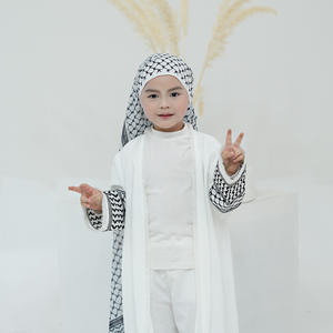 2024 alta calidad Abaya negro blanco Keffiyeh ropa musulmana niños <span class=keywords><strong>Abya</strong></span> vestido para niña - Product Image 2
