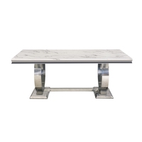Table de salle à manger rectangulaire haut de gamme avec dessus en marbre Design moderne pour les entrepôts d'ateliers d'hôtels à domicile-Usine directe de Chine