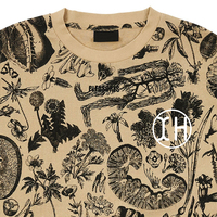 T-shirt thermique à manches longues en coton gaufré pour homme, col rond, imprimé intégral, coupe oversize, OEM