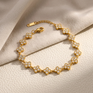 Pulsera de Cadena Dorada de Doble Capa con Perla Blanca, Piedra Natural y Circonita Cúbica, Diseño Geométrico para Mujer, Uso Diario - Product Image 5