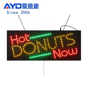 11*27 Inch Bright HOT DONUTS NOW Food Store Sign, Led Advertising Street Display Indoor Led Animated Signage for Bakery Shop