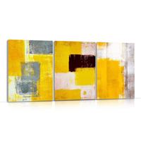 Ensemble d'impressions sur toile abstraites paysagères jaunes et brunes personnalisées, 3 panneaux, art mural pour le salon, décoration de la maison