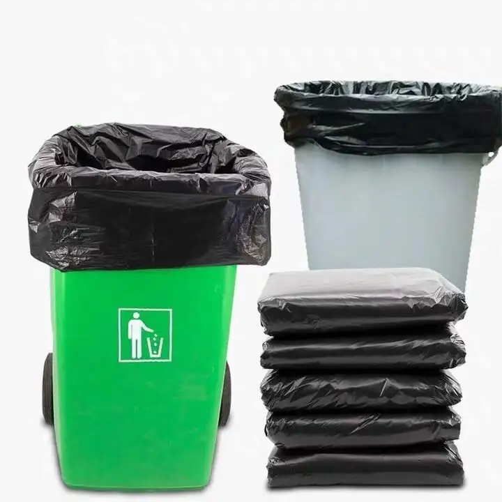 Refuse Sack Bin Liner Rubbish Bags Garbage Bags PE Portable Biodegradable Plastic Home Furnishing Printing Heavy Duty Black