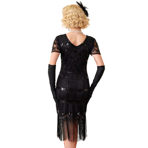 Costume vintage pour femmes avec paillettes, <span class=keywords><strong>robe</strong></span> de flapper des années 1920, tenue de danse à franges, style Gatsby, vêtements de scène multicolores - Product Image 5