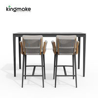 Ensemble de mobilier d'extérieur résistant aux UV, table et chaises de bar imperméables pour hôtel, café, cantine, resort, jardin, terrasse