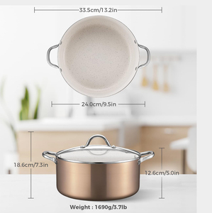 Olla Holandesa de Alta Calidad de 6 Qt con Tapa de Vidrio, Revestimiento Cerámico Antiadherente, Apta para Lavavajillas, Asas de Acero Inoxidable para Cocina de Gas - Product Image 2