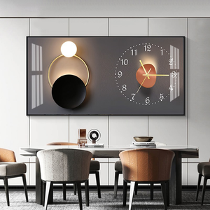 Vente en gros <span class=keywords><strong>de</strong></span> fleurs modernes légères <span class=keywords><strong>de</strong></span> luxe paysage animal cristal porcelaine peinture cadre d'art mural avec horloge pour la décoration intérieure - Product Image 1