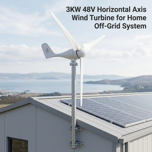 กังหันลมแนวนอน 3KW 48V จากโรงงานโดยตรง พร้อมตัวควบคุม ความเร็วตัดลมต่ำ สำหรับระบบออฟกริดในบ้าน - Product Image 2