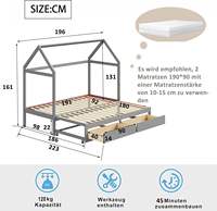 Lit extensible moderne en bois massif pour enfants, avec tiroirs et sommier à lattes, lit de rangement en pin