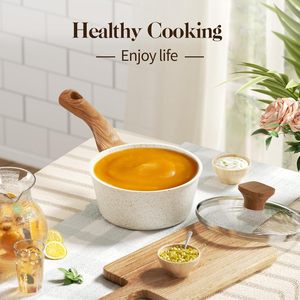 Chất lượng cao cứng anodized trắng không dính gốm Granite nấu ăn chậu <span class=keywords><strong>Cookware</strong></span> sets - Product Image 4