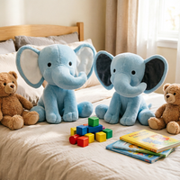 Jouet éléphant en peluche doux personnalisé avec animaux en peluche, LOGO OEM, jouet en peluche éléphant bleu, cadeaux pour enfants