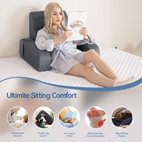 Lesekissen 10-in-1 Rückenkissen für Bett und Sitzen mit Abnehmbaren Armlehnen Rückenstütze mit Gel-Memoryschaum Ehepartner-Kissen