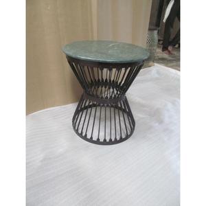 Iron End Table with White Marble Top and <b>Black</b> Powder Coat Side table Modern Design Living Room Furniture Side table - Product Image 3