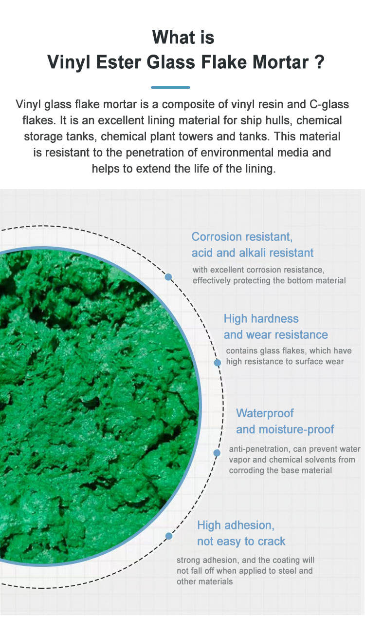 Acrylic Resin-Based Vinyl Resin Glass Flake Mortar Excellent for