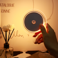 Lampe de nuit LED rechargeable par USB Lampe de lit à rondelles Design moderne Interrupteur automatique d'escalier Détecteur de mouvement à émission de blanc chaud Usage domestique