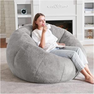 Sillón Puff Grande Gris para Adultos, Cómodo Puff Gigante para Lectura, Diseño Espacioso, Tapizado en Tela Resistente - Product Image 6