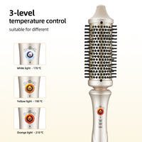 Brosse chauffante à double tension et à lumière thermique de 1,77 pouces, brosse à friser, volumateur, lisseur et boucleur 2 en 1, outil de coiffage rond chauffant