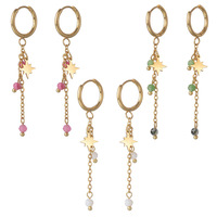 Boucles d'oreilles étoiles à la mode européennes et américaines avec sertissage en bézel, design personnalisé, accessoires d'oreille élégants en acier inoxydable