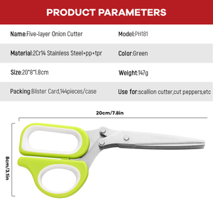5 Messen Scherpe Roestvrijstalen Kruidenschaar Multifunctionele Keukenschaar Voor Uiensalade Snijden 5 Lagen Borstel Inbegrepen - Product Image 3