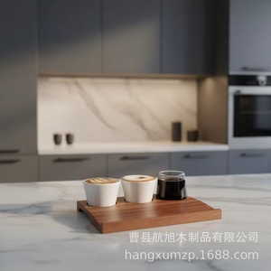 Bandeja de Café de Madera de Tres Vías, 200 mm, Bandeja de Servicio de Madera Maciza para Restaurante - Product Image 4