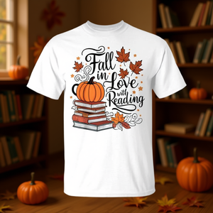 T-shirt pour enseignants « S'enthousiasmer pour la lecture » avec des citrouilles d'automne - Product Image 3